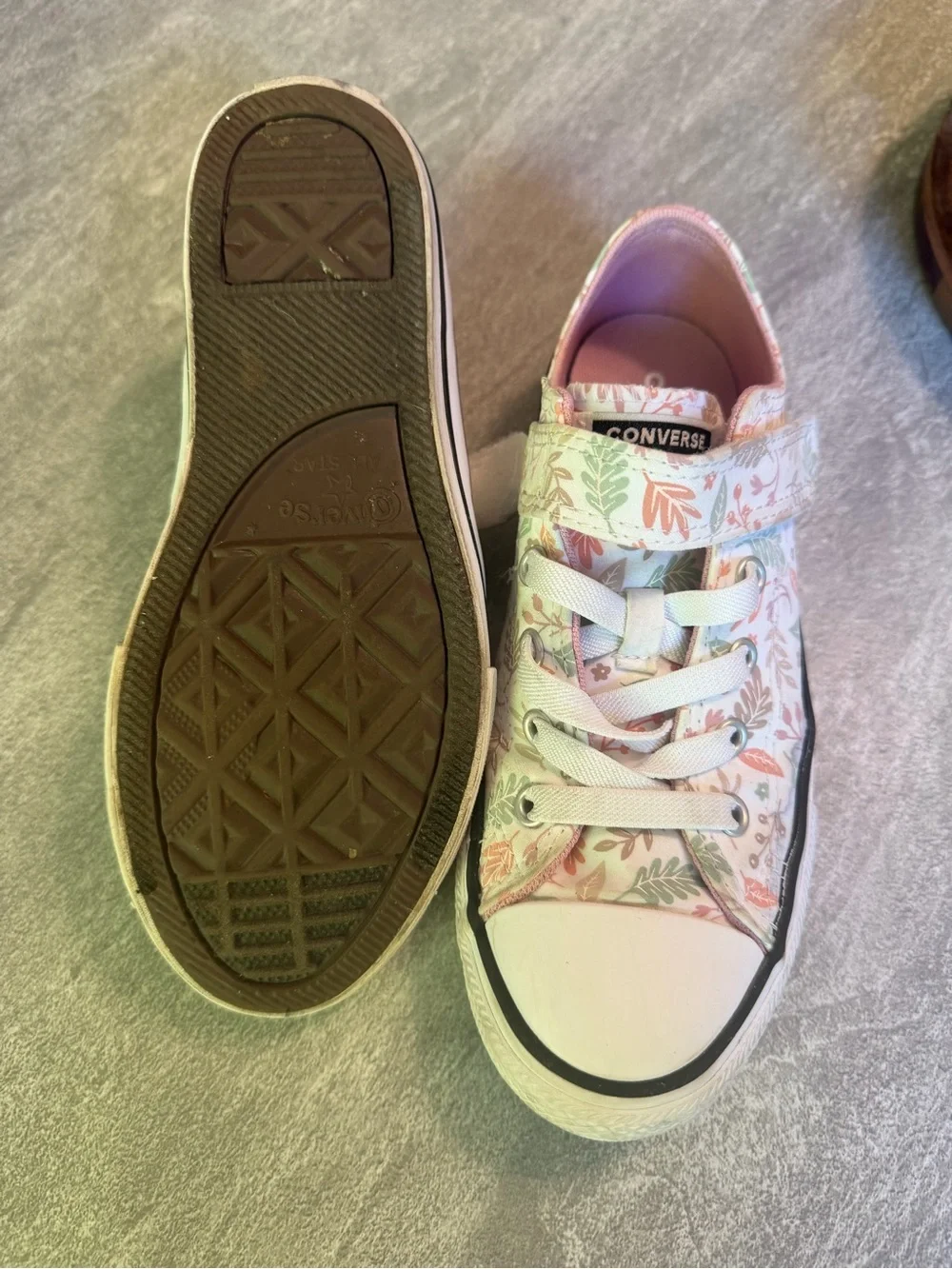 Floral Converse Kids Sneakers - Pink & Green size US 1.5